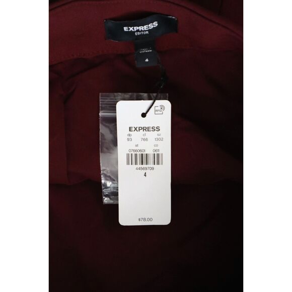 Express Editor 07660601 Women's Sz 4 Maroon High Waisted Midi Pencil Skirt - Picture 5 of 8